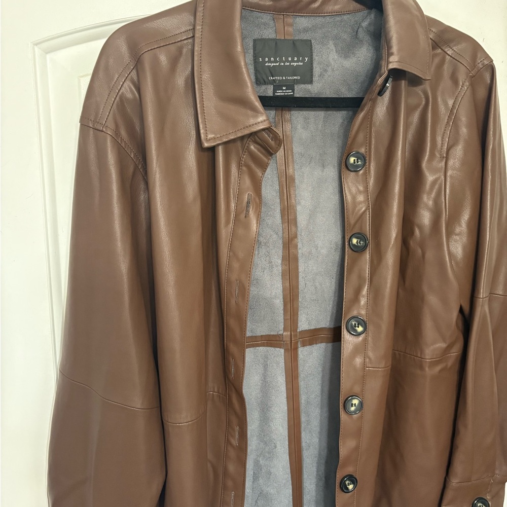 Sanctuary Tan Leather Shirt Jacket